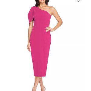 Dress the Population - Tiffany One-Shoulder Midi Dress Hot Pink